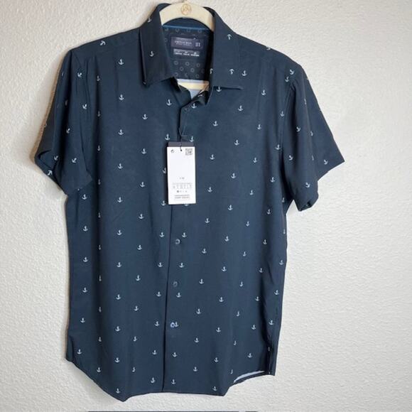 Cactus Man New Navy Anchor Shirt Short Sleeve Wrinkle Free Size Small - Picture 1 of 8